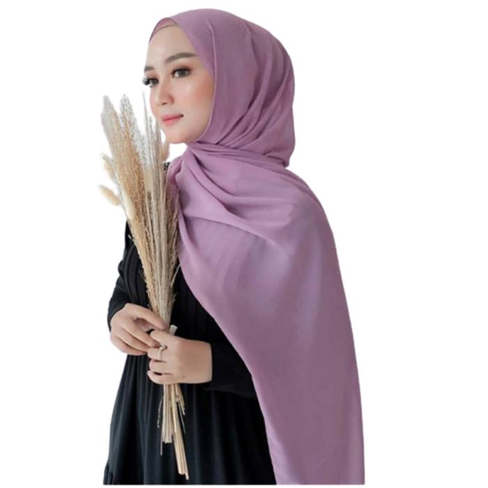 Gambar PROMO Pashmina Ceruty Babydoll 200x75 cm jahit tepi - LAVENDER dari PRM Hijab undefined Tokopedia