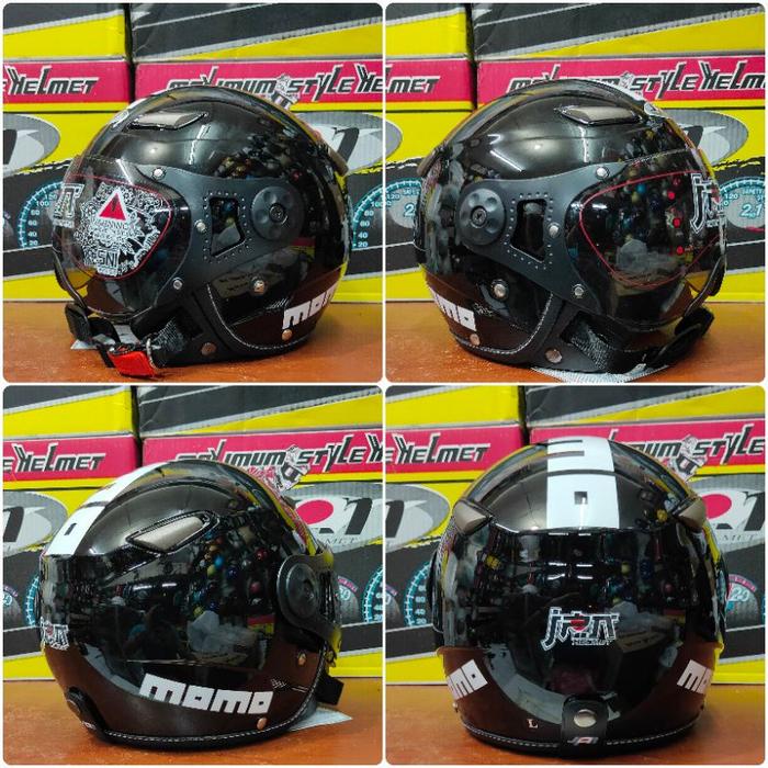 Gambar helm bogo jpn momo pilot gloss - Hitam, M dari bandung helm_NEW undefined Tokopedia