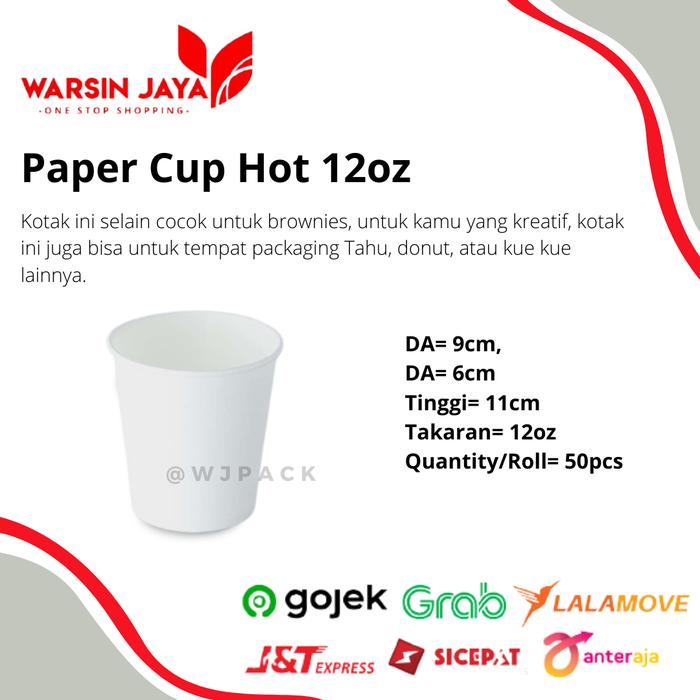 Gambar PAPER CUP POLOS ISI 50PCS - 12oz dari Warsinjaya undefined Tokopedia