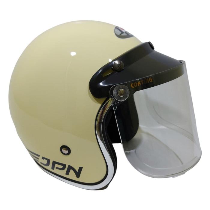 Gambar Helm Jpn Bogo Cream Gloss List Chrome - Flat Bening, Size L dari alawi helm undefined Tokopedia