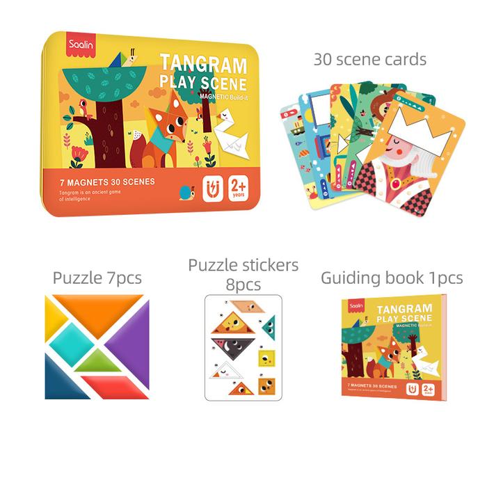 Gambar Saalin Tangram Magnetic mainan edukasi puzzle magnet anak montessori - Tangram Play dari petite.playland undefined Tokopedia