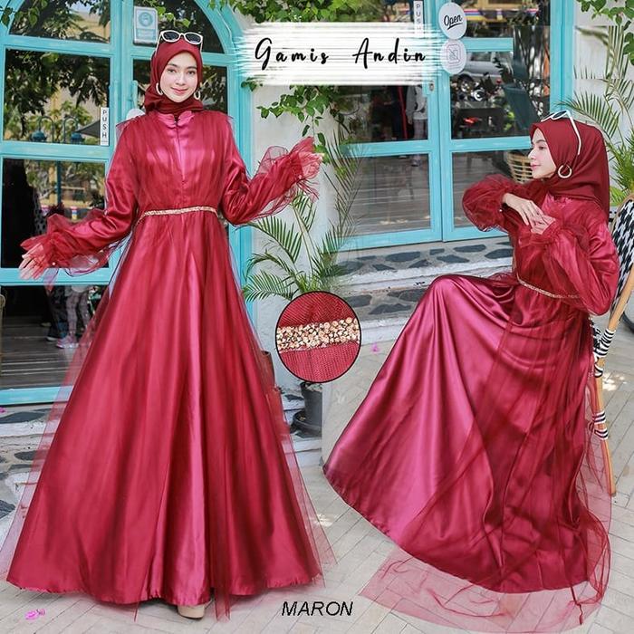 Gambar Model Baju Bridesmaid hijab 2021 Andin - MAROON dari Bajugamismu undefined Tokopedia
