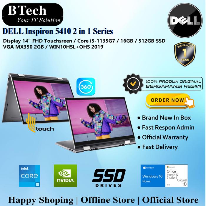 Gambar DELL Inspiron 5410 2 in 1 Core i5-1135G7/16GB/512GB SSD/VGA/W10HSL+OHS dari BESTechno88 undefined Tokopedia