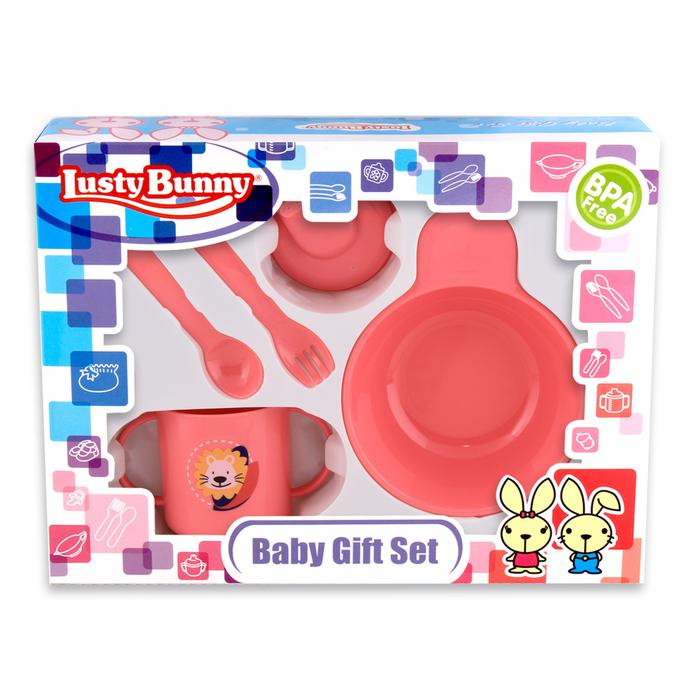 Gambar LustyBunny Feeding Set Alat Makan Bayi Perlengkapan Makan Bayi LB-1418 - PINK dari Lustybunny Baby undefined Tokopedia