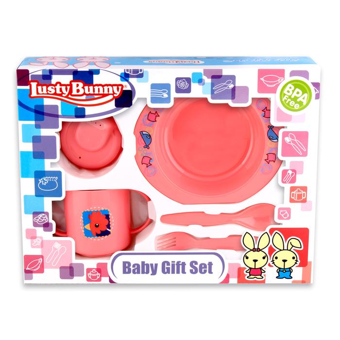 Gambar LustyBunny Tempat makan Bayi Feeding Set Peralatan makan Bayi - PINK dari Lustybunny Baby undefined Tokopedia