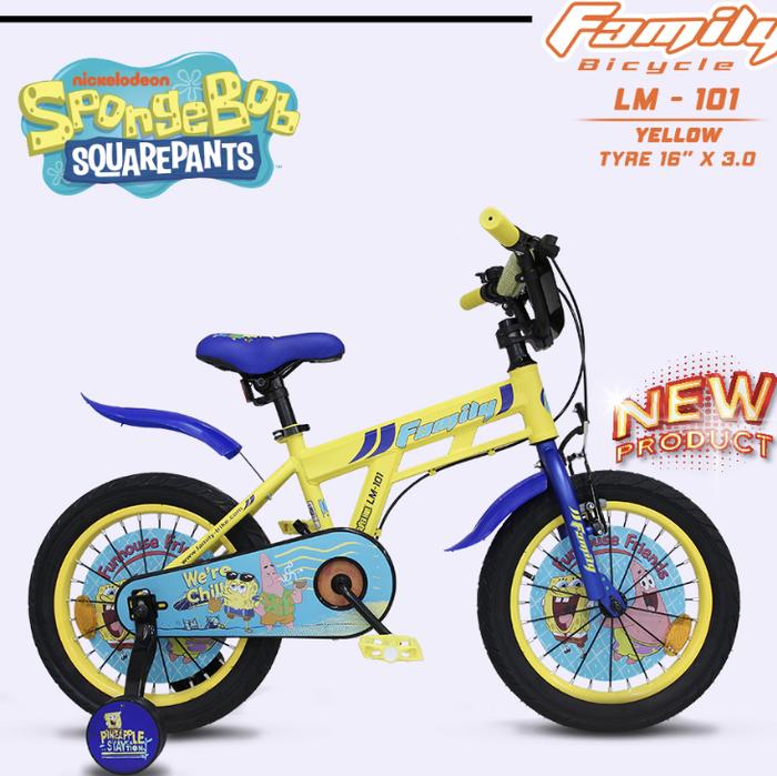 Gambar SEPEDA BMX FAMILY SPONGEBOB SQUAREPANTS 16 INCH WARNA KUNING - Kuning dari Three Siblings Bike Shop undefined Tokopedia
