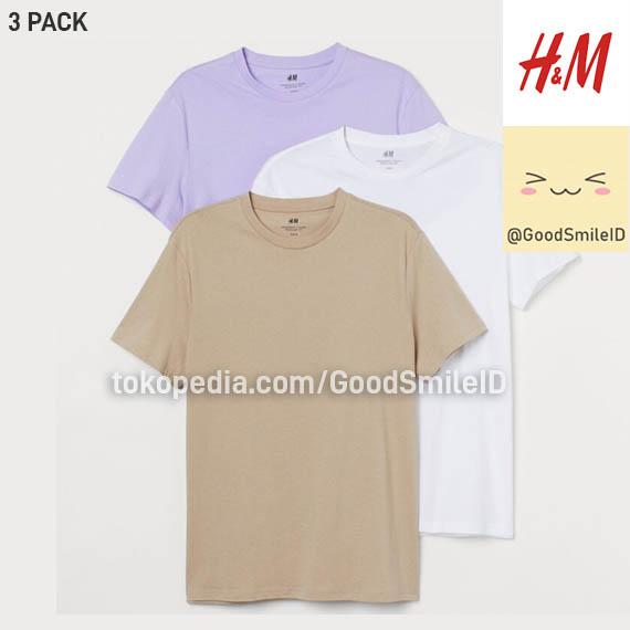 Gambar H&M 3p T-shirt Regular Fit Crew Neck KAOS POLOS PRIA LENGAN PENDEK HNM - PASTEL, XL dari Good Smile ID undefined Tokopedia