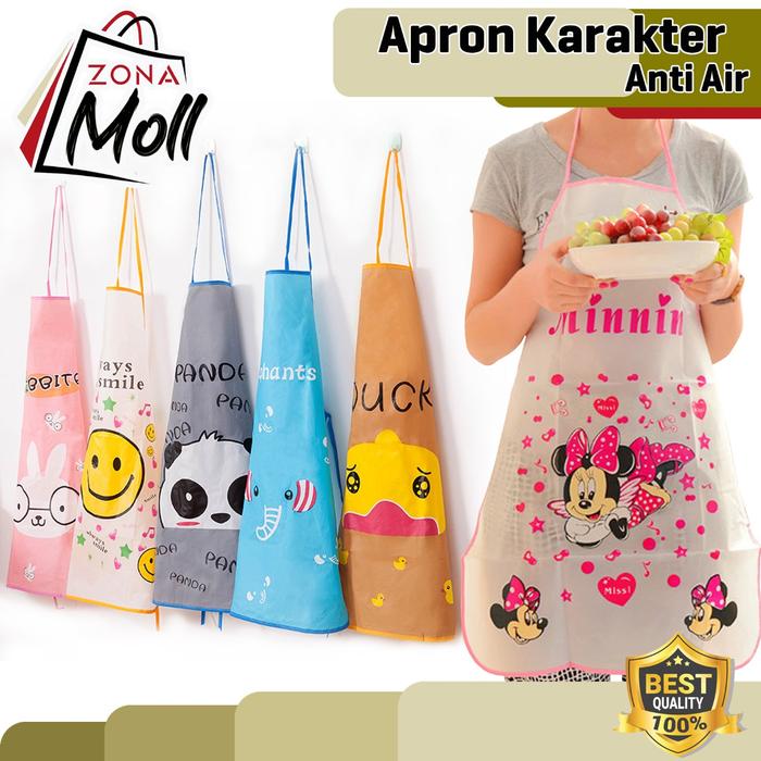 Gambar ZM Apron Celemek Plastik Masak Anti Air Minyak Dapur Karakter Biru Pink - Kitty dari zonamoll undefined Tokopedia
