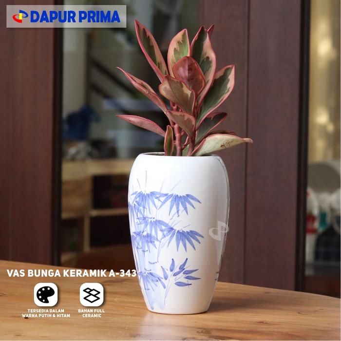 Gambar VAS BUNGA KERAMIK PUTIH / HITAM TINGGI MINIMALIS VINTAGE + LUBANG - Putih dari Dapur Prima Bali undefined Tokopedia