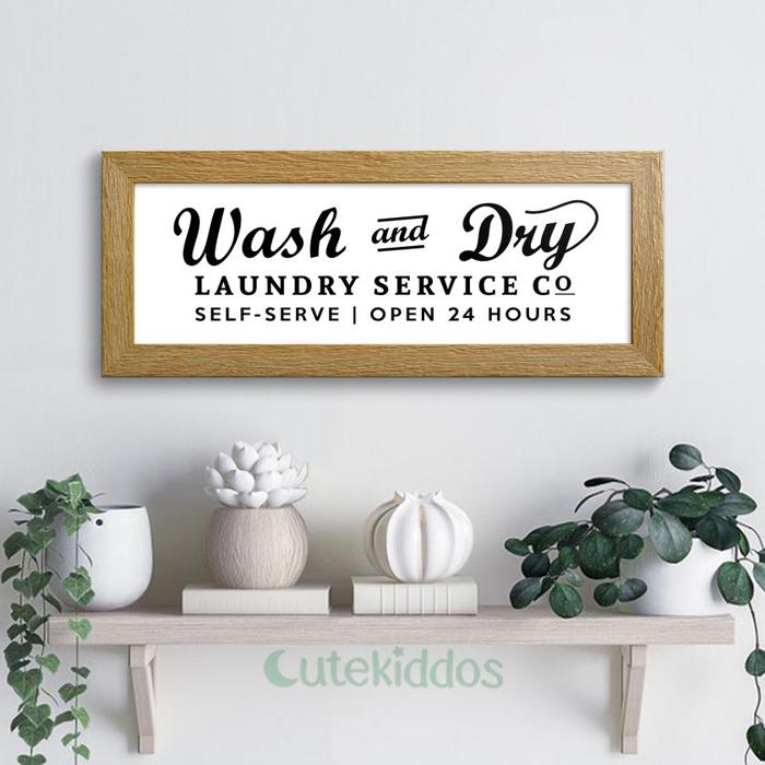 Gambar Hiasan Dinding Interior Home Decor Laundry Room Wash and Dry Sign - Motif Kayu dari cutekiddos undefined Tokopedia