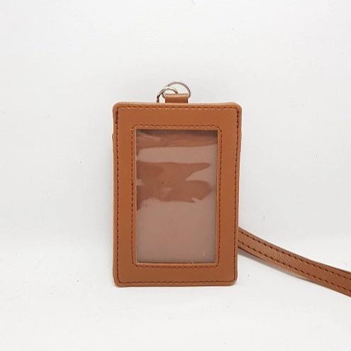 Gambar ID Card Holder Kulit Lanyard Name Tag PU Leather Dompet Kartu Kulit - Coklat Muda dari RagilShopID CASE undefined Tokopedia