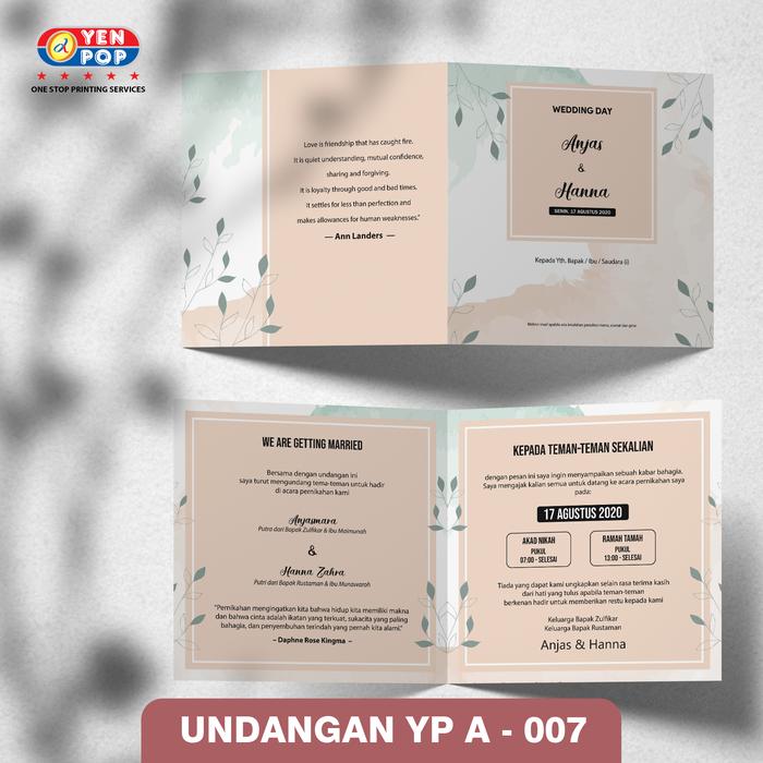 Gambar Cetak Undangan Pernikahan (Menarik, Elegan, Express) 15x15 cm - part 2 - YP A-008 dari Yenpop Digital Print undefined 5 Tokopedia