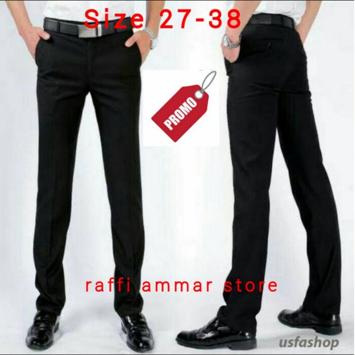 Gambar Celana Panjang Formal Slim Fit pria/Size 27-38/Kantor/kerja - Hitam, 27 dari RAFFI AMMAR STORE undefined Tokopedia