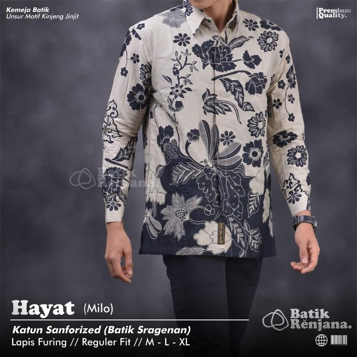 Gambar Batik Hayat Milo Kemeja Batik Pria Lengan Panjang by Renjana - M dari Klambiku batik undefined Tokopedia