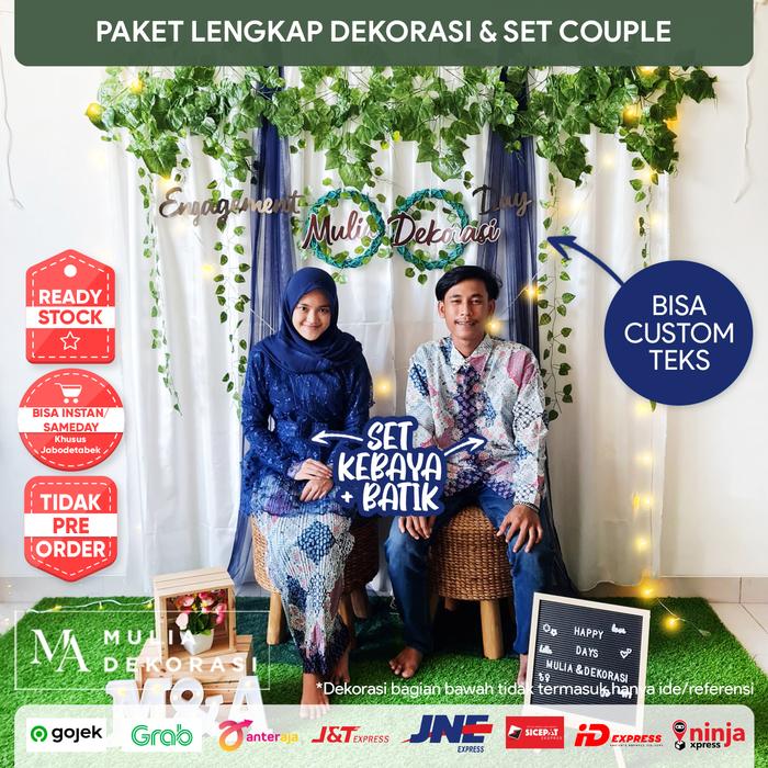 Gambar Dekorasi Lamaran Tunangan Backdrop Paket AAA Lengkap Dengan set Couple - Navy, Paket + Baju dari Mulia Dekorasi undefined Tokopedia