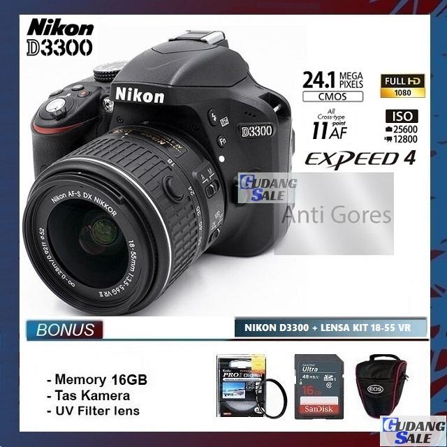 Gambar [NEW] KAMERA NIKON D3300 + LENSA KIT 18-55VR - GARANSI 1 TAHUN - Paket Starter dari GUDANGSALE- undefined Tokopedia