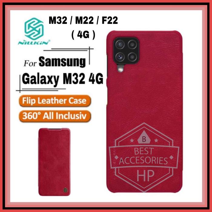 Gambar SAMSUNG GALAXY M32 / M22 / F22 4G NILLKIN QIN HARD CASE FLIP LEATHER - Merah, SAMSUNG M32 4G dari Best Accesories Hp undefined Tokopedia