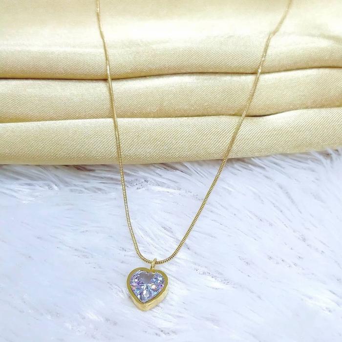 Gambar set perhiasan wanita liontin anting love gold - Kalung dari Cuantik Jewelry undefined Tokopedia