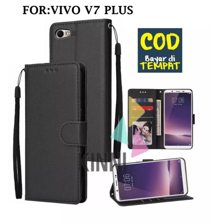 Gambar VIVO V7 PLUS Leather Flip-Wallet Case Kulit-Case Wallet Leather Flip - VIVO V7 PLUS, Hitam dari Kinni acc undefined Tokopedia