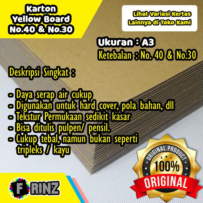 Gambar Kertas Karton Kuning Bot No. 30 dan 40 A3 / Carton Yellow Board / Hard - No. 40 A3 dari Frinz. undefined Tokopedia