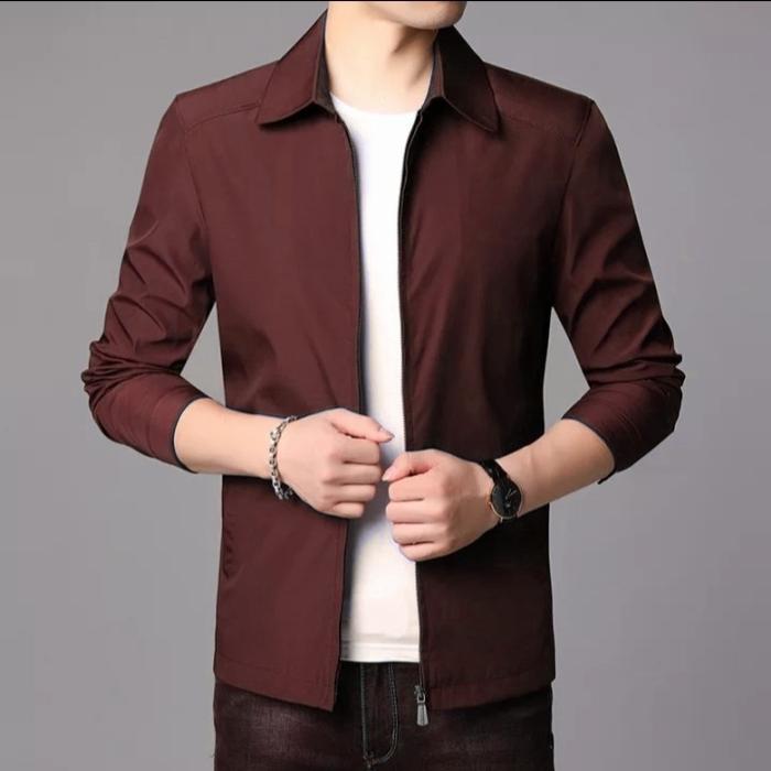 Gambar jaket casual pria katun/jaket formal pria/jaket keren cotton drill - Maroon, M dari Delwish Fashion undefined Tokopedia
