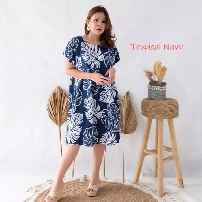 Gambar DASTER WANITA BALI MOTIF TROPICAL | DRESS BALI TERLARIS - Navy dari Sukawati Souvenir undefined Tokopedia