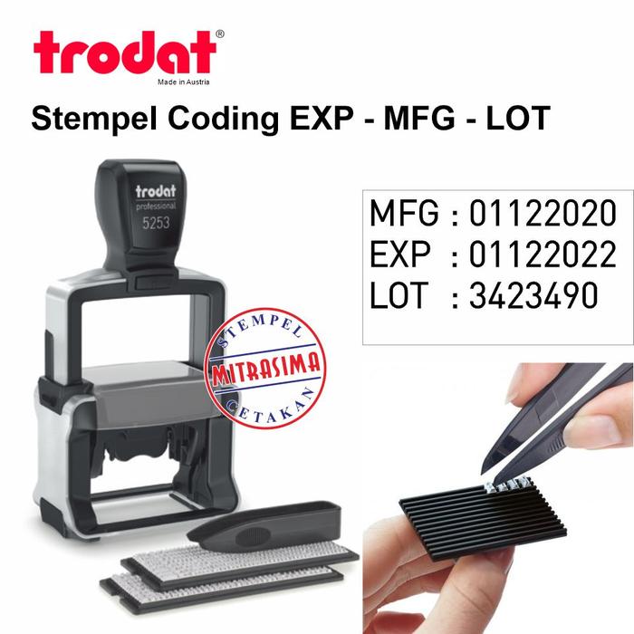Gambar Stempel Coding - EXPIRED - MANUFACTURING - LOT - BATCH NUMBER - Karakter 4 mm dari Mitrasima Stamp undefined Tokopedia
