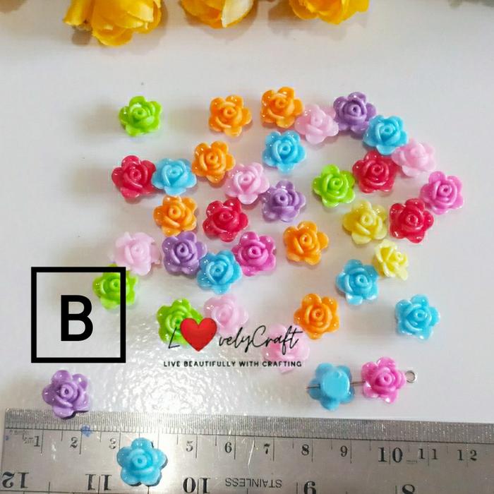 Gambar Manik / Mote mawar Bunga uk 1.3cm [per 25gr] - Mawar B dari Lovely_Craft undefined Tokopedia