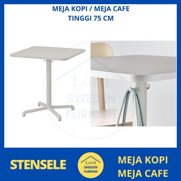 Gambar STENSEL3 MEJA KOPI / MEJA CAFE TINGGI 75 CM MEJA KAYU KAKI BAJA - Kotak, Abu Muda dari Fulltime Monster undefined Tokopedia