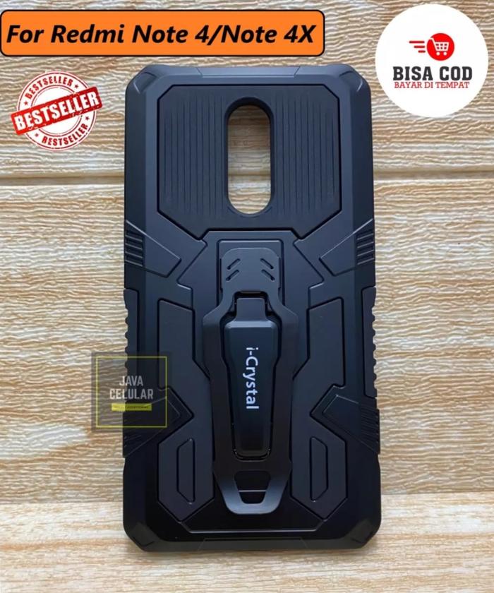 Gambar Casing XIAOMI REDMI NOTE 4/4X Shockproof KickStand Clip Rugged - Hitam, REDMI NOTE 4 dari Java Acc Store undefined Tokopedia