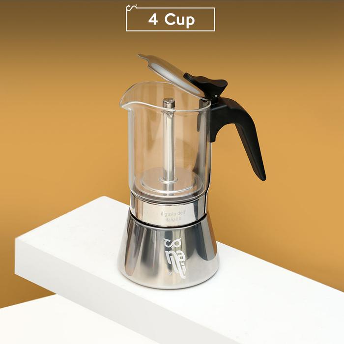 Promo 4 Cup Mokapot Chiaro Stainless 