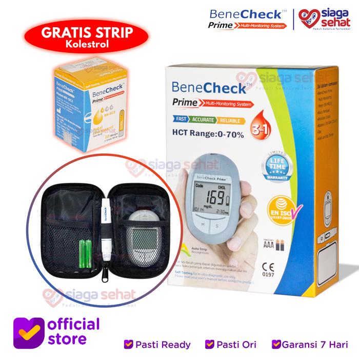 Gambar Alat Cek Gula Darah Kolesterol Asam Urat BeneCheck PRIME 3 in 1 - Alat+StripKoles dari Siaga Sehat Medical Store undefined Tokopedia