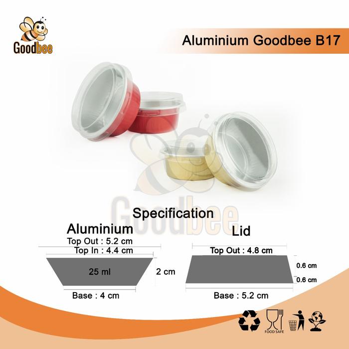 Promo Goodbee Aluminium Baking Cup B17 25ml wadah lid