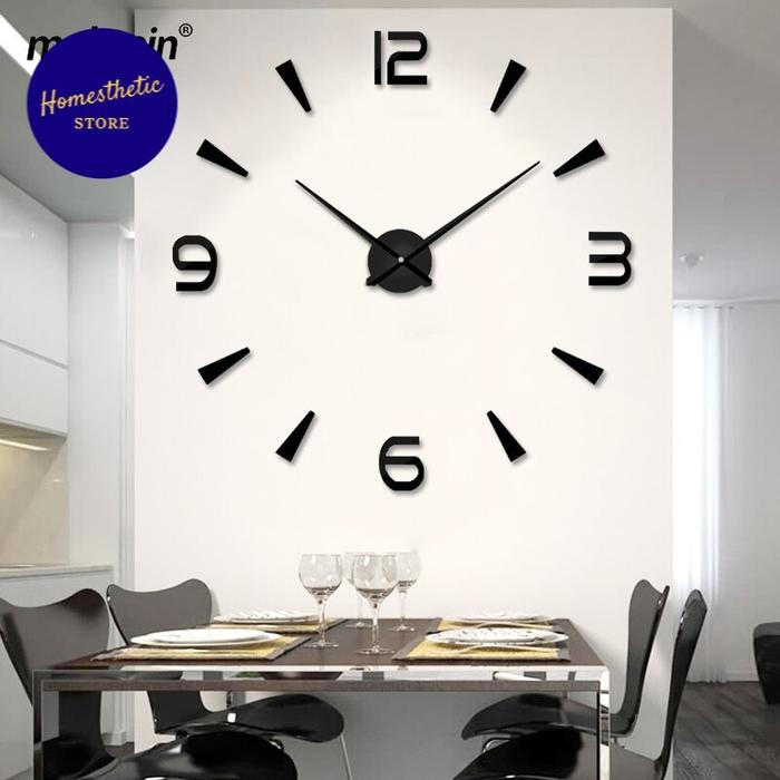 Gambar Jam Dinding Besar Tempel DIY Giant Wall Clock 80-130cm Jam Unik - Hitam dari Homesthetic Store undefined Tokopedia