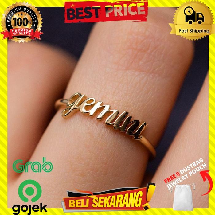 Gambar CINCIN WANITA TITANIUM LAPIS EMAS 12 RASI BINTANG ZODIAK ZODIAC C424 - GEMINI dari Monark Indonesia undefined Tokopedia