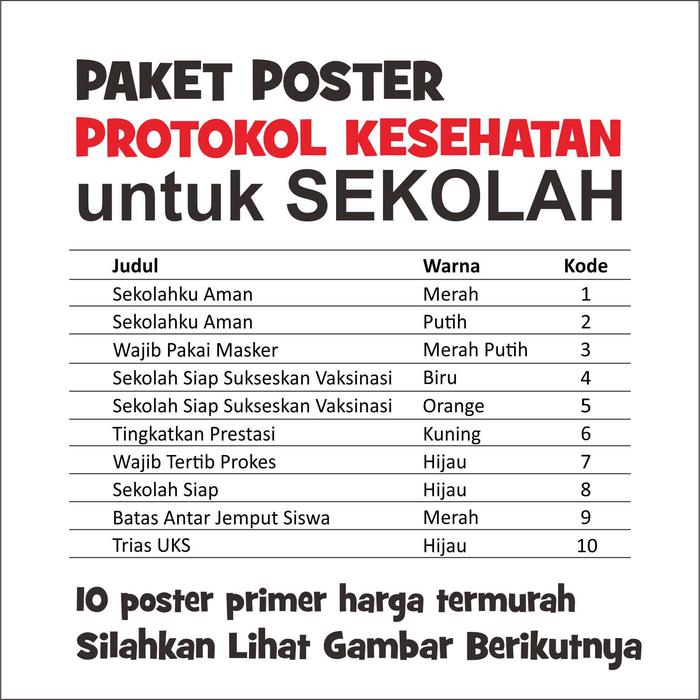 Gambar Paket 10 Poster Kesehatan untuk Sekolah, Poster Prokes Sekolah dari Sahabat Sejasa undefined Tokopedia