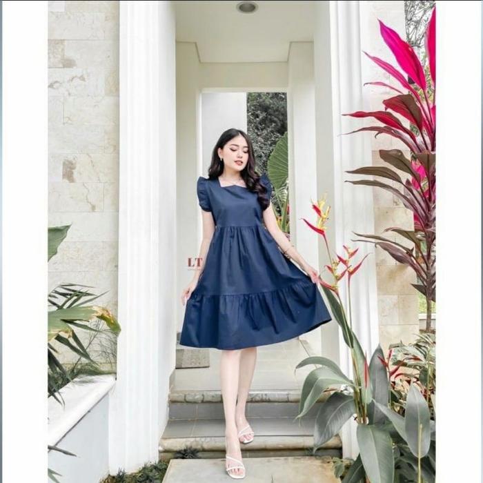 Gambar Yohen Dress Wanita Lengan Pendek Ndy - Biru dari DARNSTORE undefined Tokopedia