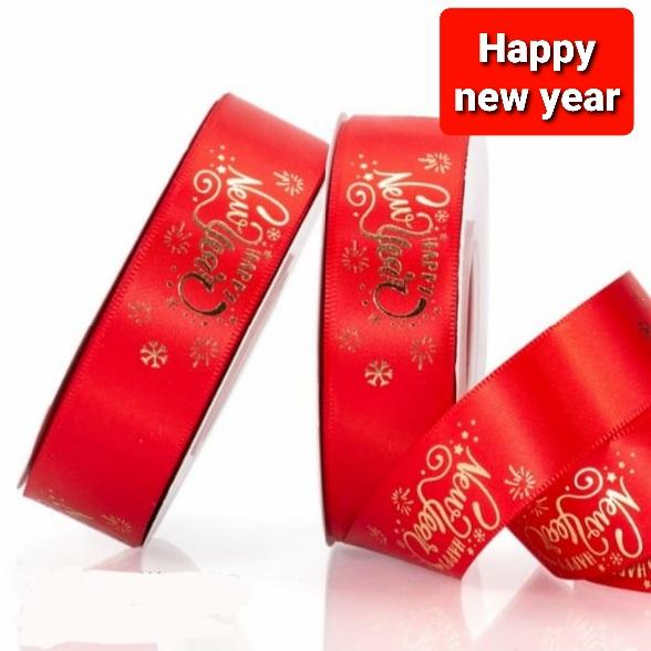 Gambar pita merah imlek pita happy new year pita Fu pita kue pita cake 2,5cm - happy new year dari Cahaya Kumala Fashion undefined Tokopedia