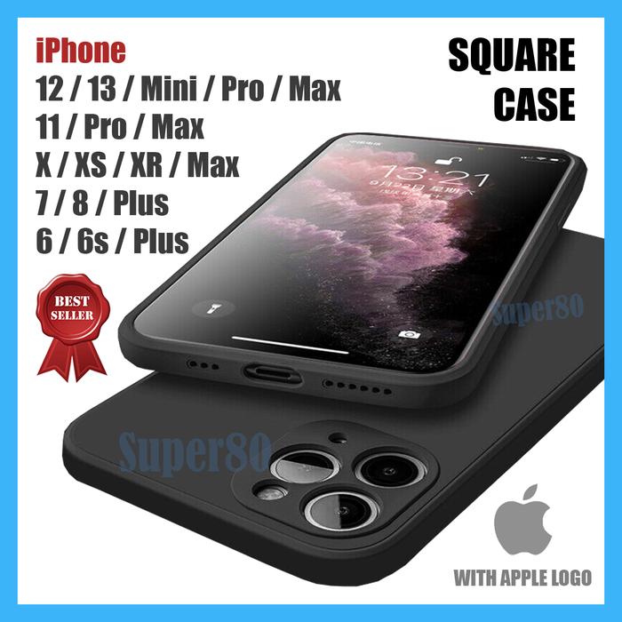 Square Case Silicon iPhone 13 14 15 Mini Pro Max Soft Casing Matte Hitam,  13 Pro Max Hitam, 13 Mini