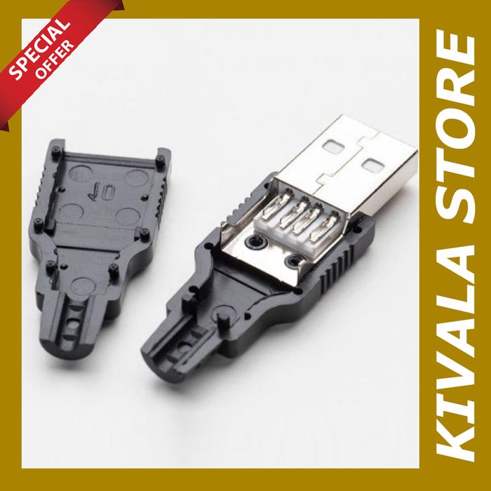 Socket USB male plastik 4 kaki