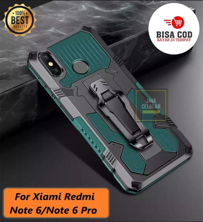 Gambar Casing XIAOMI REDMI NOTE 6/NOTE 6 PRO Shockproof KickStand Clip Rugged - HIJAU ARMY, REDMI NOTE6 PRO dari Java Acc Store undefined Tokopedia