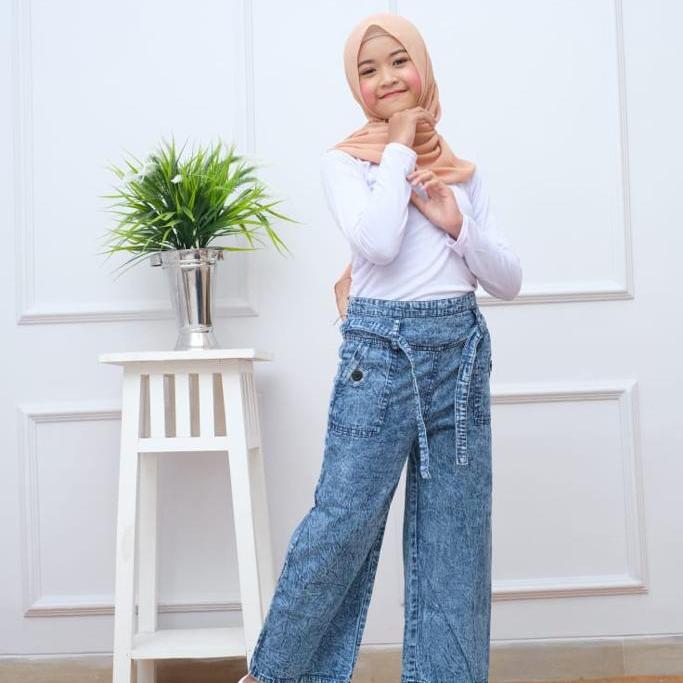 Gambar celana kulot jeans anak perempuan Celana anak perempuan - biru snow, M dari Dz gallery undefined 3 Tokopedia