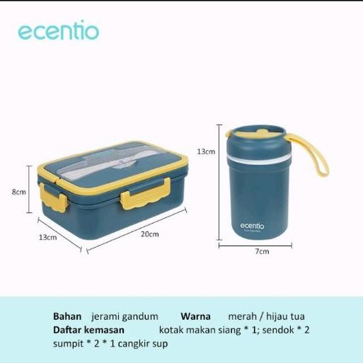 Gambar Ecentio Lunch Box set With Handle dari herbal-kraton354 undefined Tokopedia