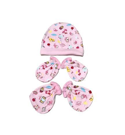 Gambar Sarung Tangan Kaki Bayi + Topi Set 2pcs SATOPI - PINK dari Eve Maternity Store undefined Tokopedia