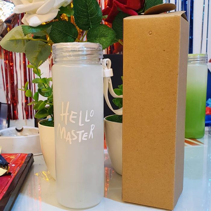 Gambar Botol Minum Hello Master Kaca - Putih Box dari laci jakarta undefined Tokopedia