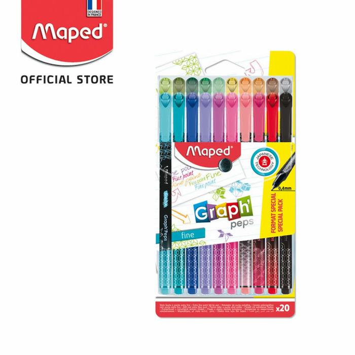 Jual MAPED GRAPH PEPS COLOR DRAWING PEN SET 10 20 SPIDOL PULPEN GAMBAR ...
