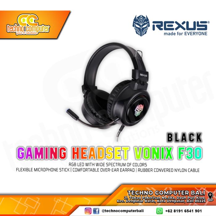 Gambar Rexus Headset Gaming Vonix F30 - Hitam dari Techno Computer Bali undefined Tokopedia