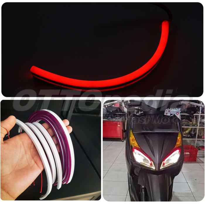 Gambar DRL LAMPU ALIS NEON LED VARIASI MOBIL MOTOR NMAX AEROX NINJA VARIO CBR - Pipih15CM Merah dari OTTOPEDIA undefined Tokopedia
