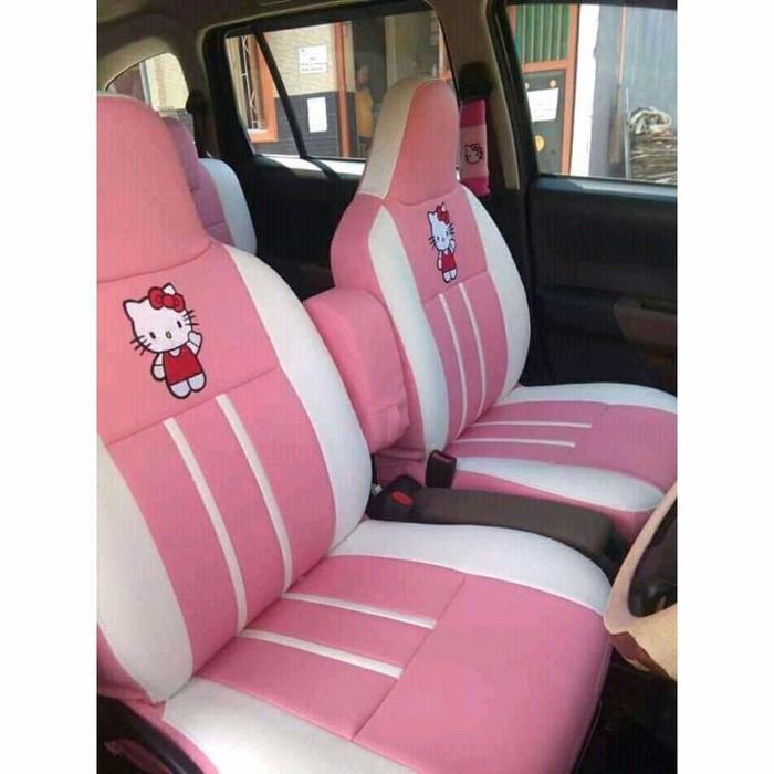 Gambar sarung/coverjok 2 baris ayla,agya,brio,karimun dll standar motif - pink putih, dll dari Jarum Cover Jok92 undefined Tokopedia