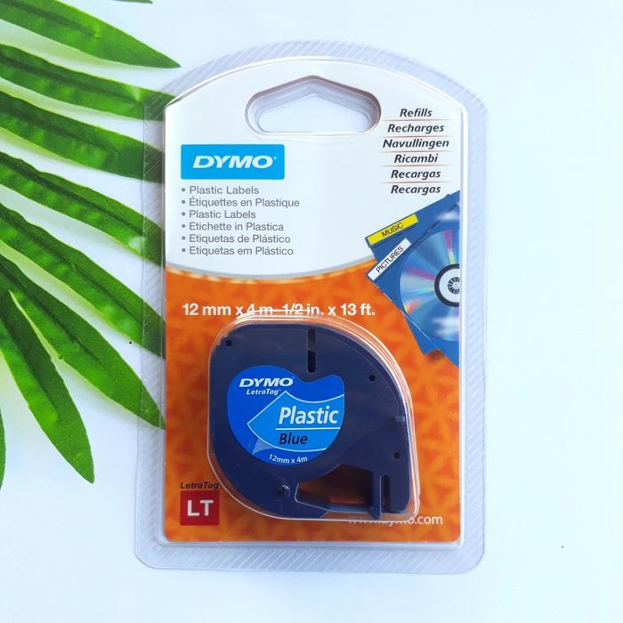 Gambar DYMO LetraTag Plastic Label 12mm x 4m Clear White Blue Yellow Red ORI - Biru dari Dansbookstore undefined Tokopedia